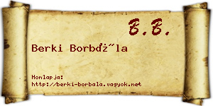 Berki Borbála névjegykártya